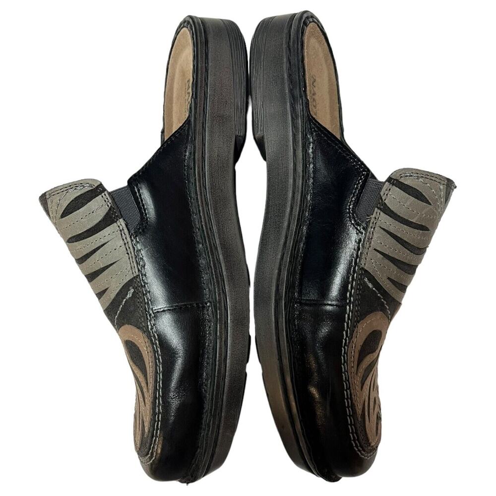 Naot Shoes Womens 38 Zafra Leather Slip On Comfort Clogs Palm Leaf Black - Picture 6 of 13